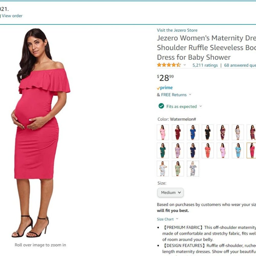 MATERNITY Ruffle Off-Shoulder Dress; Size M - Picture 5 of 5